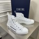 Dior Men's B23 High-top Sneakers In White Oblique Canvas