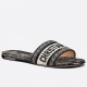 Dior Dway Slides In Black Around The World Embroidered Cotton