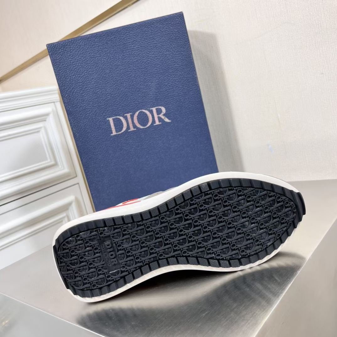 Dior Men's B29 Sneakers In Gray Mesh and Suede