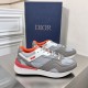 Dior Men's B29 Sneakers In Gray Mesh and Suede