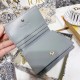 Dior Mini Lady Dior Wallet In Grey Cannage Lambskin