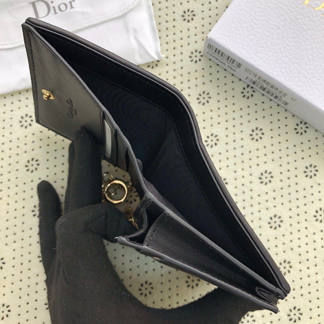 Dior Mini Lady Dior Wallet In Black Cannage Lambskin