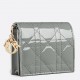 Dior Mini Lady Dior Wallet In Grey Patent Calfskin