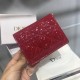 Dior Mini Lady Dior Wallet In Red Patent Calfskin