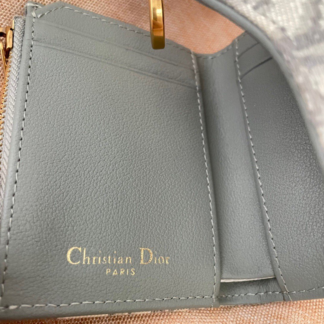 Dior Saddle Lotus Wallet In Grey Oblique Jacquard