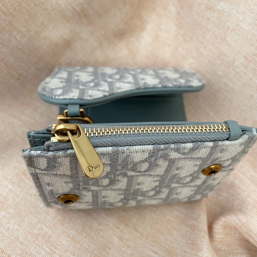 Dior Saddle Lotus Wallet In Grey Oblique Jacquard