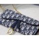 Dior Saddle Chain Wallet In Blue Oblique Jacquard