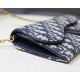 Dior Saddle Chain Wallet In Blue Oblique Jacquard