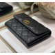 Dior Caro Continental Wallet In Black Cannage Calfskin