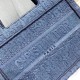 Dior Mini Book Tote Bag In Denim Blue Oblique Canvas