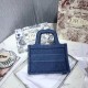 Dior Mini Book Tote Bag In Denim Blue Oblique Canvas