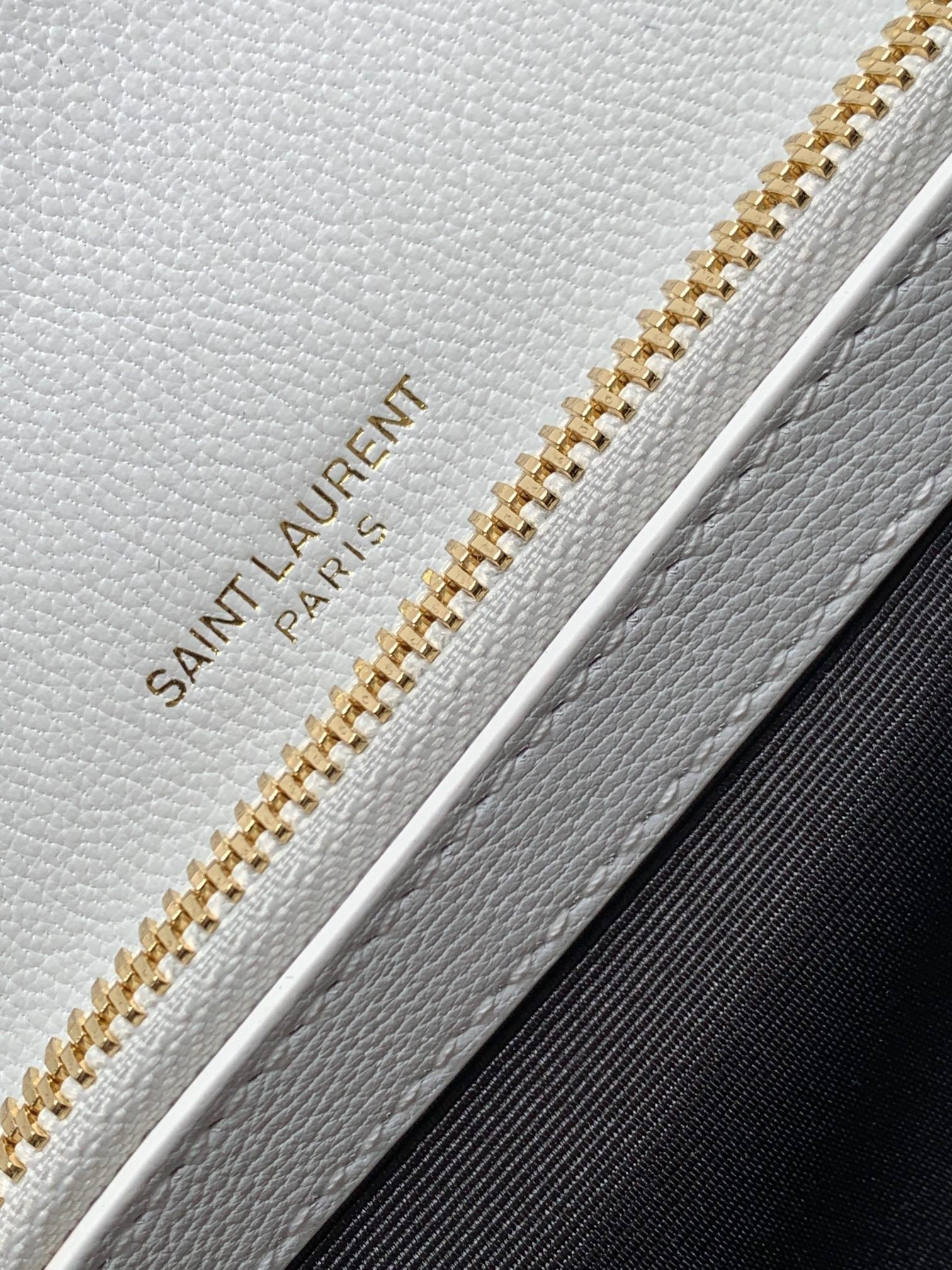 Saint Laurent College Medium Chain Bag In White Goatskin