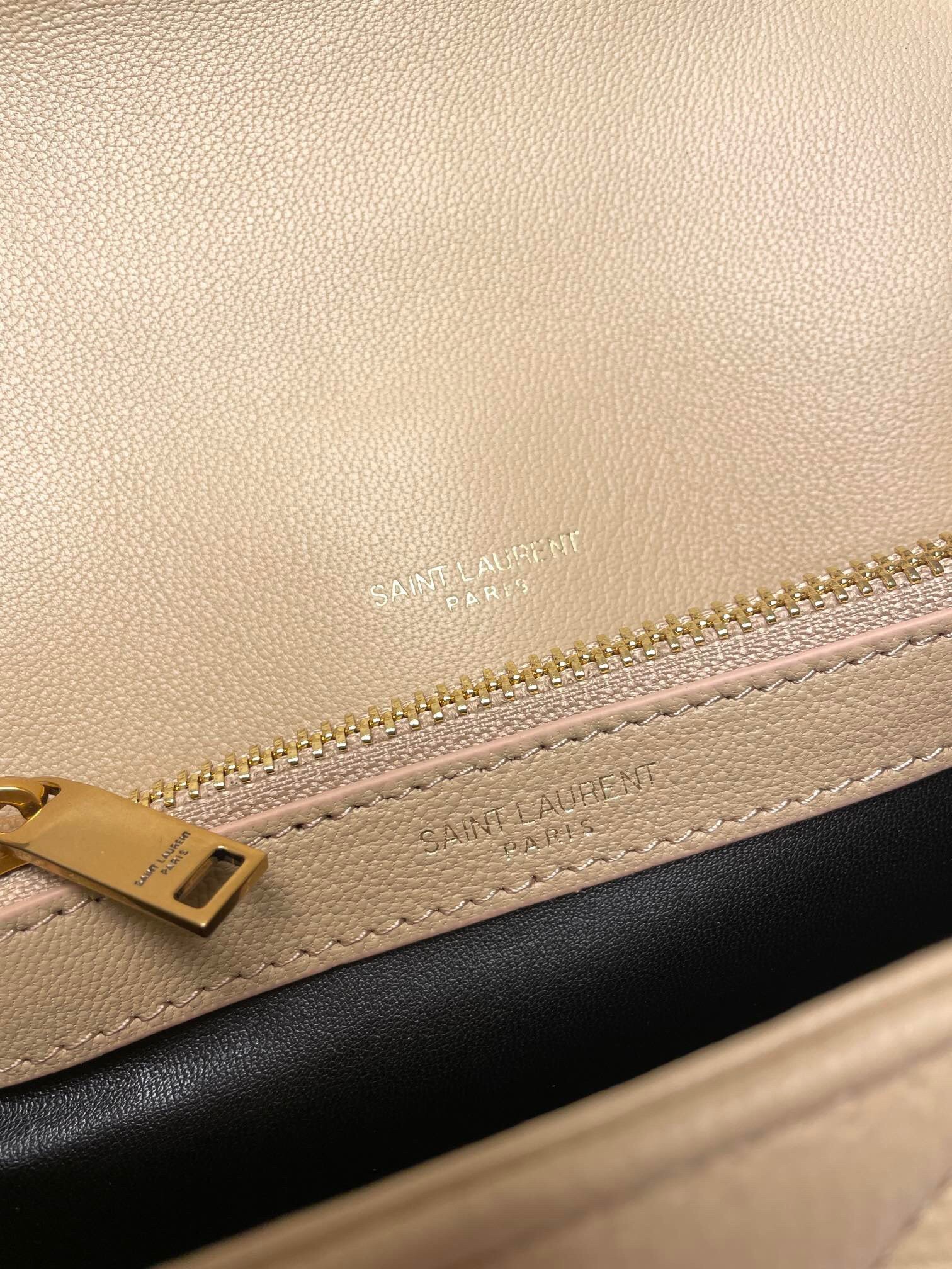 Saint Laurent College Medium Chain Bag In Beige Goatskin