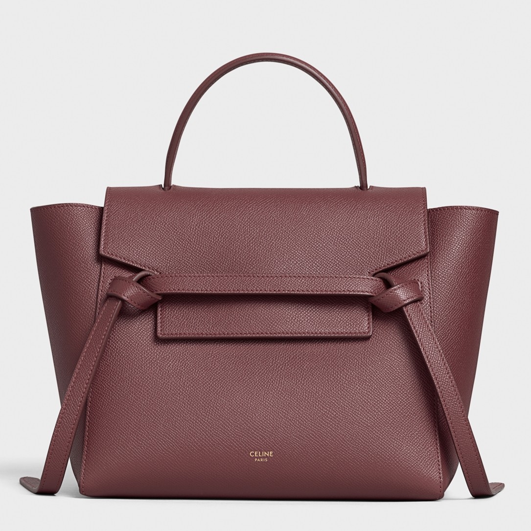 Celine Micro Belt Bag In Bordeaux Grained Calfskin