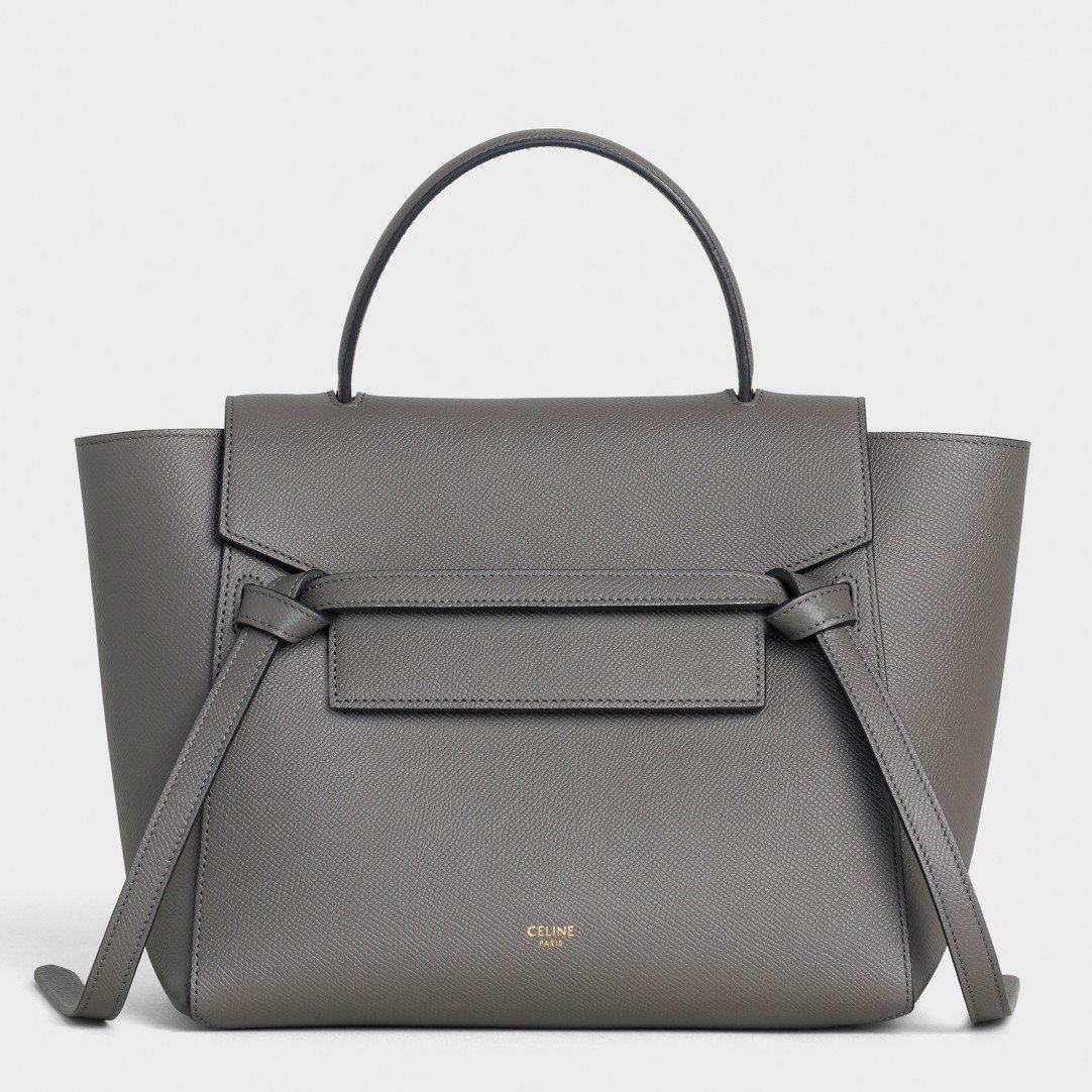 Celine Micro Belt Bag In Grey Grained Calfskin