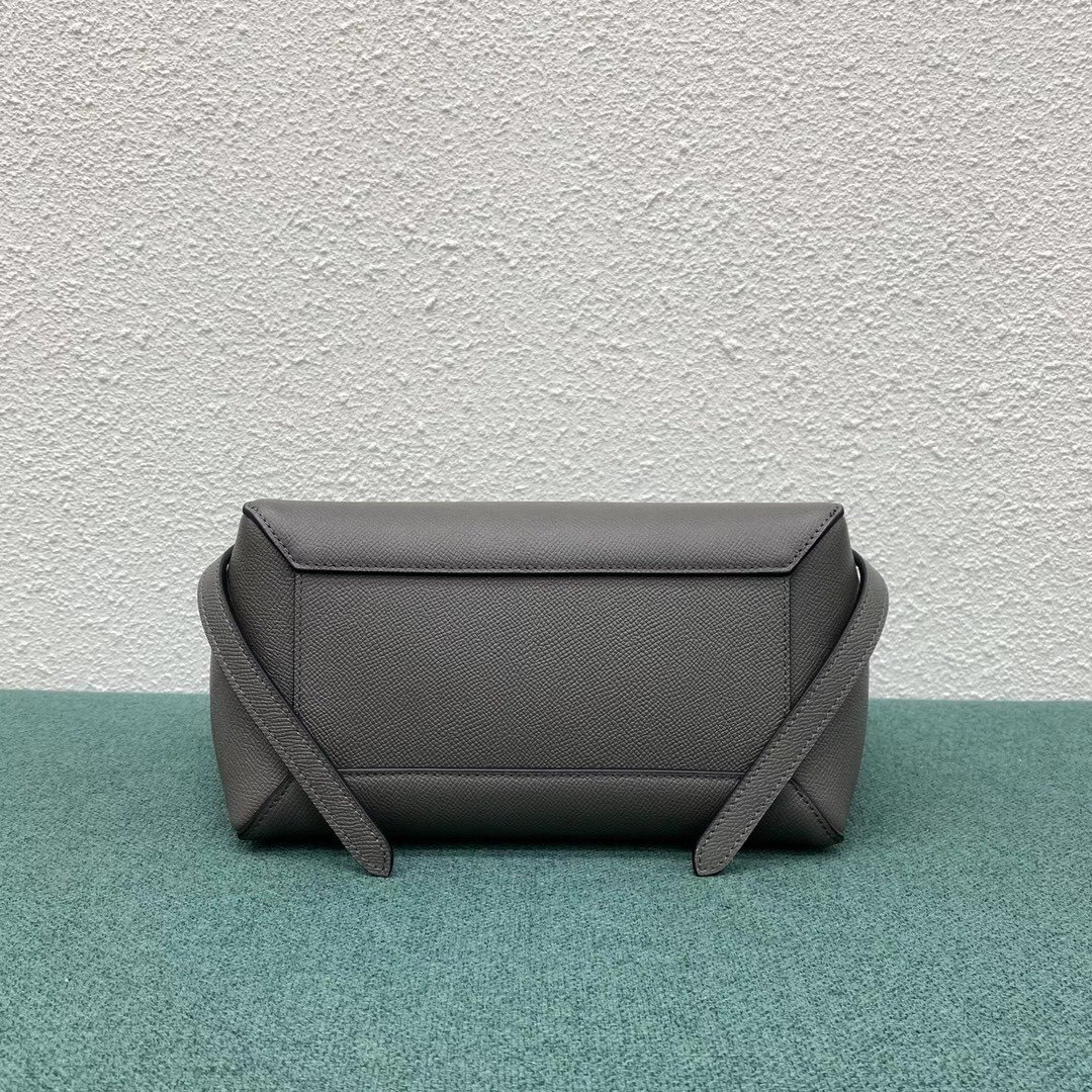 Celine Micro Belt Bag In Grey Grained Calfskin