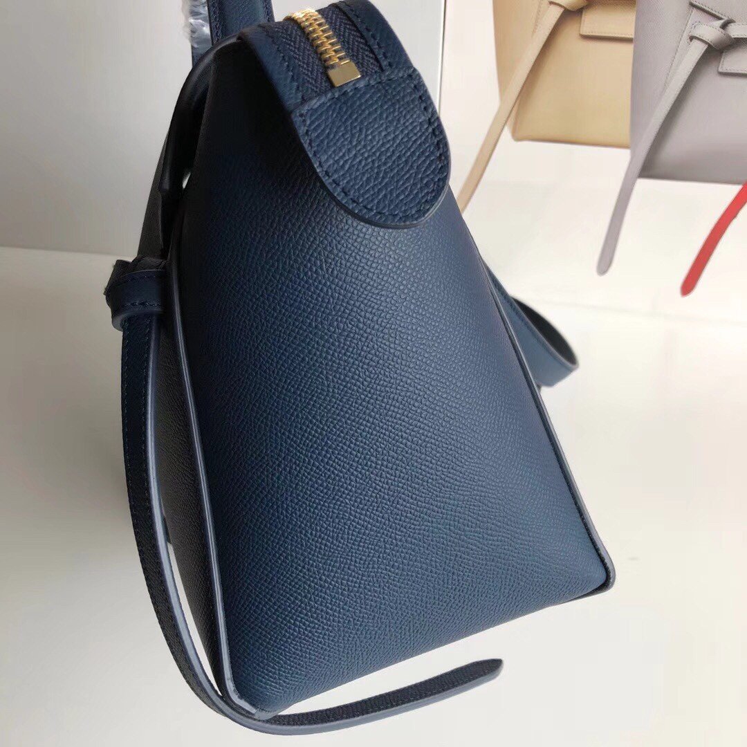 Celine Micro Belt Bag In Navy Blue Grained Calfskin