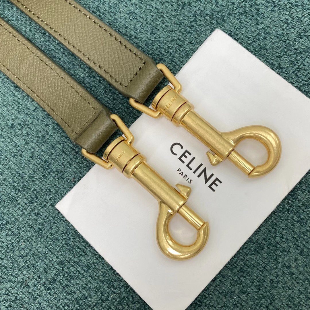 Celine Micro Belt Bag In Dark Olive Grained Calfskin