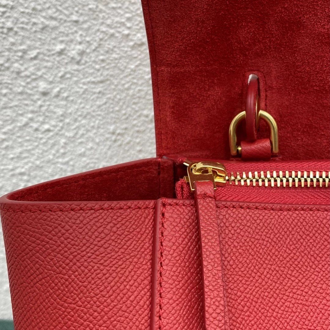 Celine Micro Belt Bag In Red Grained Calfskin