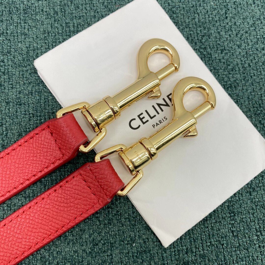 Celine Micro Belt Bag In Red Grained Calfskin