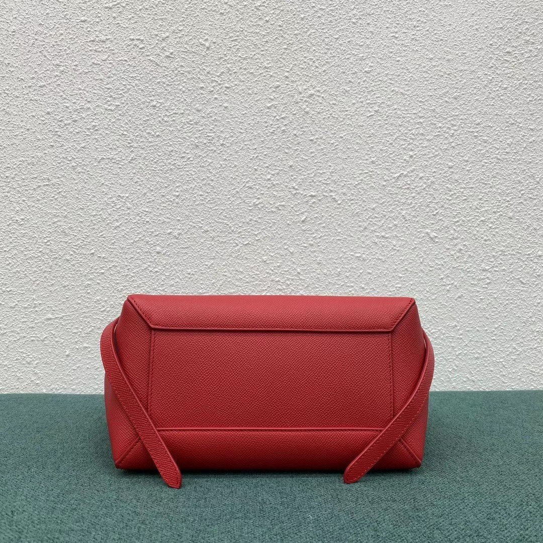 Celine Micro Belt Bag In Red Grained Calfskin