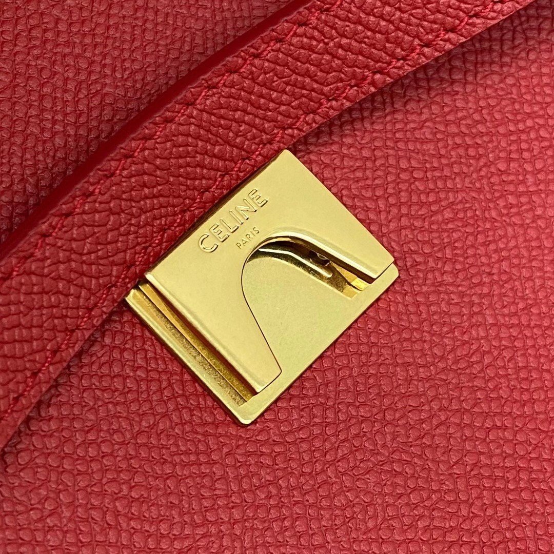 Celine Micro Belt Bag In Red Grained Calfskin