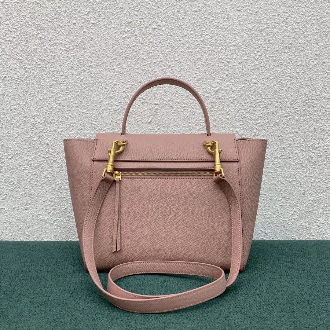 Celine Micro Belt Bag In Vintage Pink Grained Calfskin