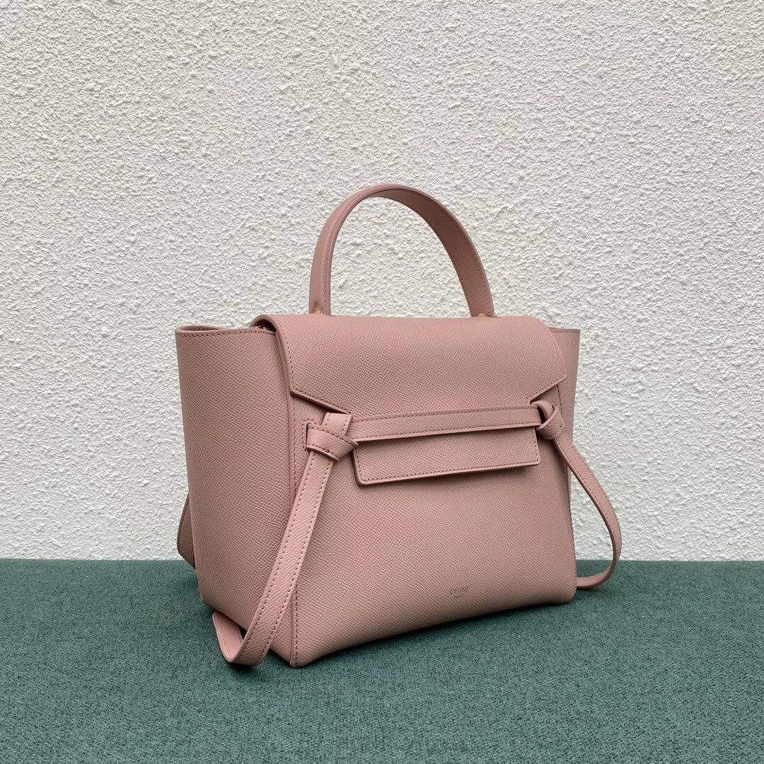 Celine Micro Belt Bag In Vintage Pink Grained Calfskin