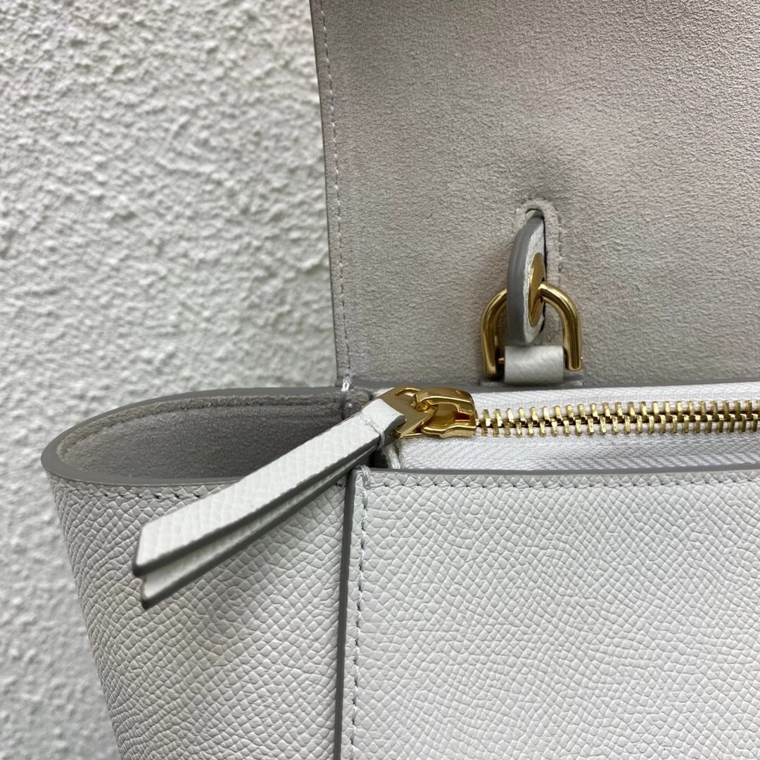 Celine Micro Belt Bag In White Grained Calfskin