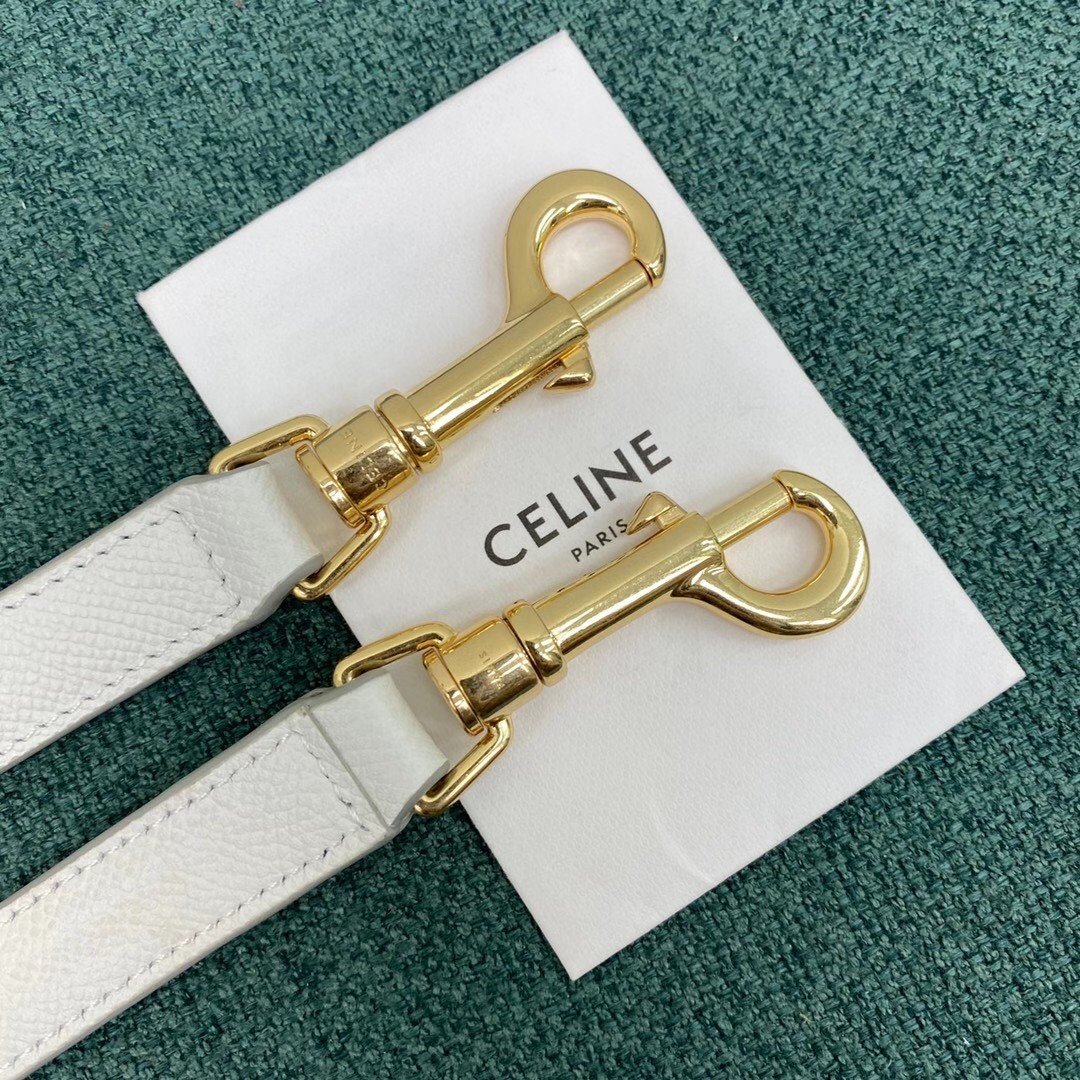 Celine Micro Belt Bag In White Grained Calfskin