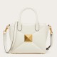 Valentino One Stud Top Handle Bag In White Nappa Leather