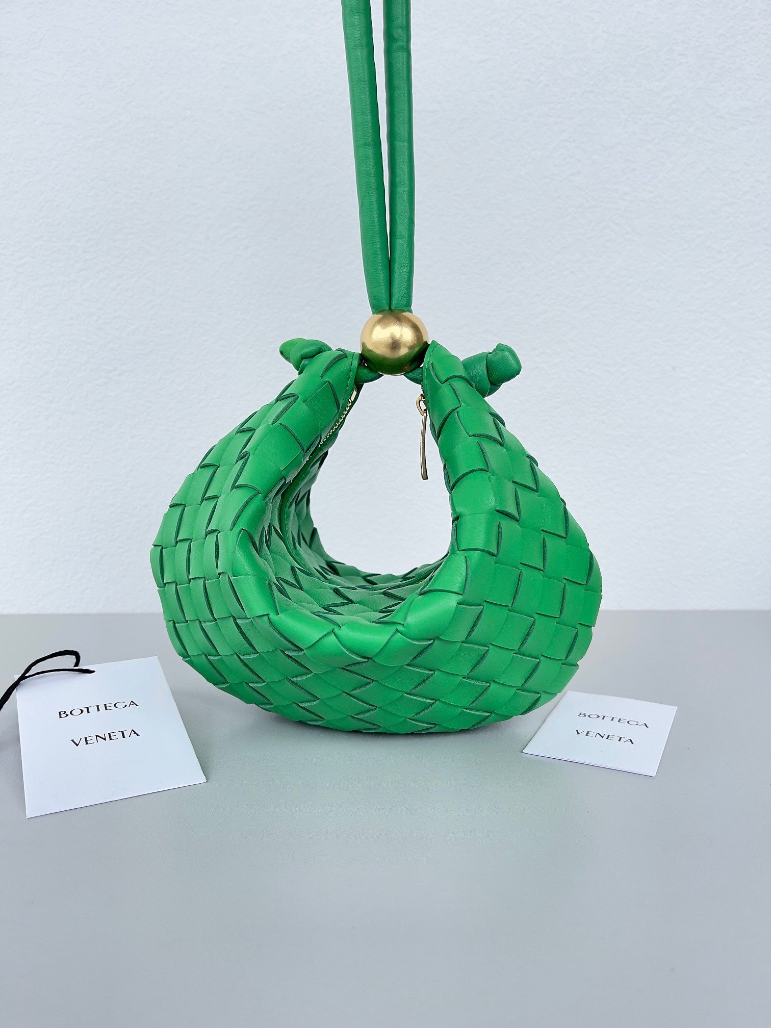 Bottega Veneta Turn Bag In Green Intrecciato Lambskin