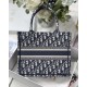 Dior Small Book Tote Bag In Blue Dior Oblique Embroidery