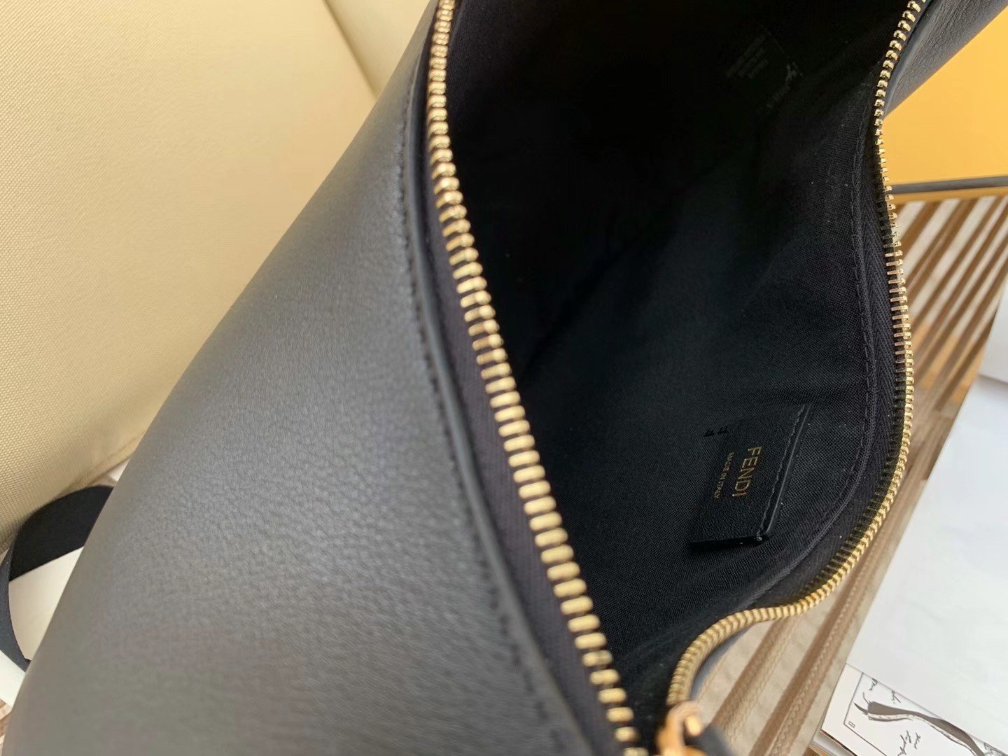 Fendi Fendigraphy Small Hobo Bag In Black Leather