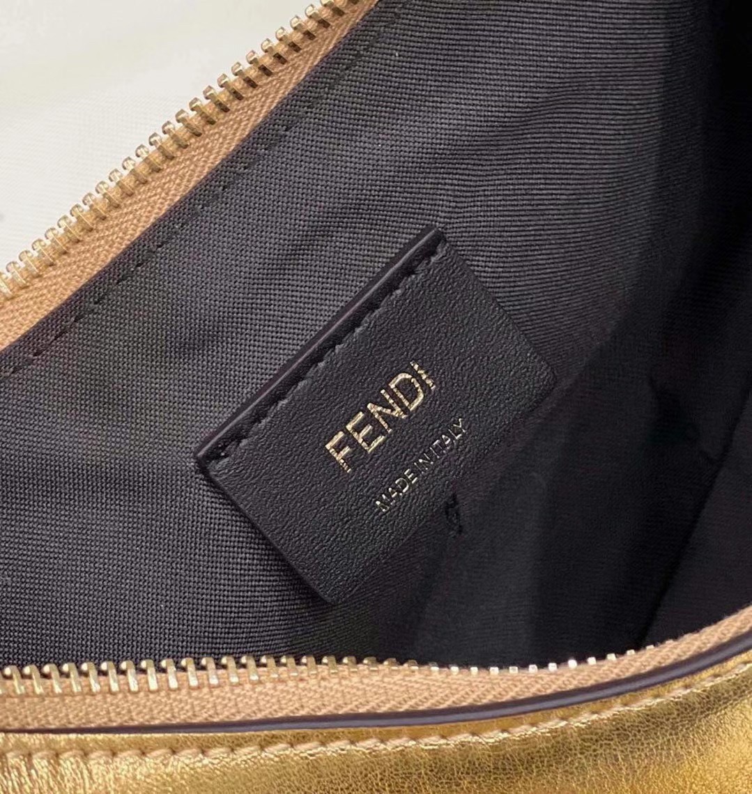 Fendi Fendigraphy Small Hobo Bag In Gold Metallic Leather