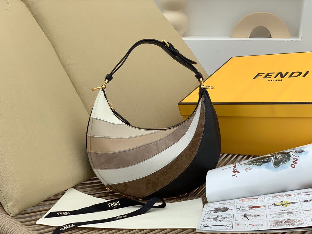 Fendi Fendigraphy Small Hobo Bag In Inlaying Leather