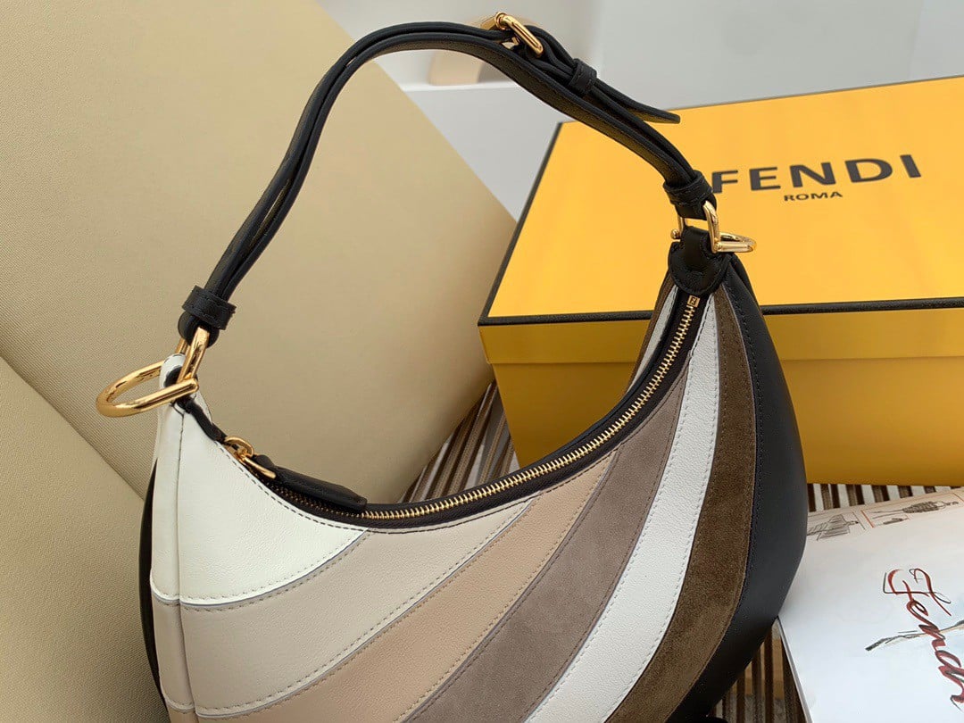 Fendi Fendigraphy Small Hobo Bag In Inlaying Leather