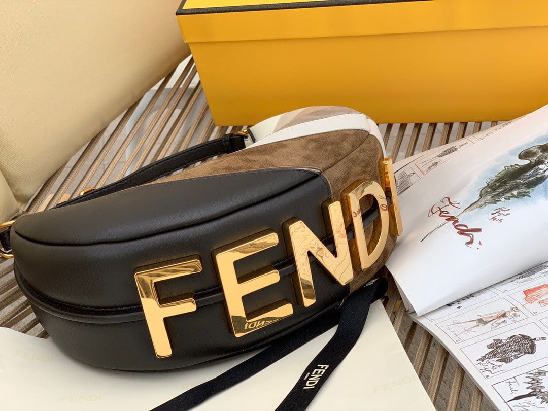 Fendi Fendigraphy Small Hobo Bag In Inlaying Leather