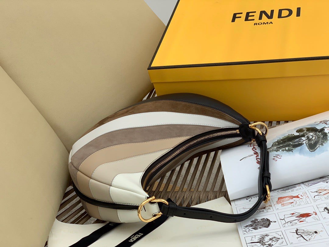 Fendi Fendigraphy Small Hobo Bag In Inlaying Leather