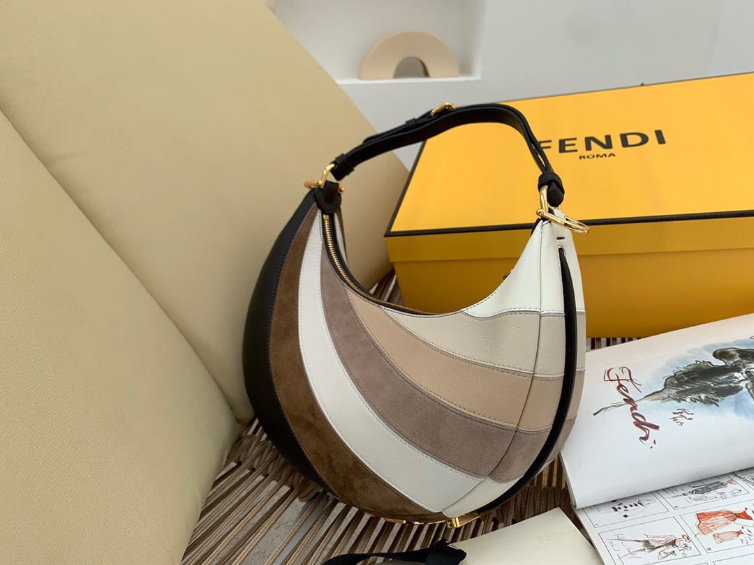 Fendi Fendigraphy Small Hobo Bag In Inlaying Leather