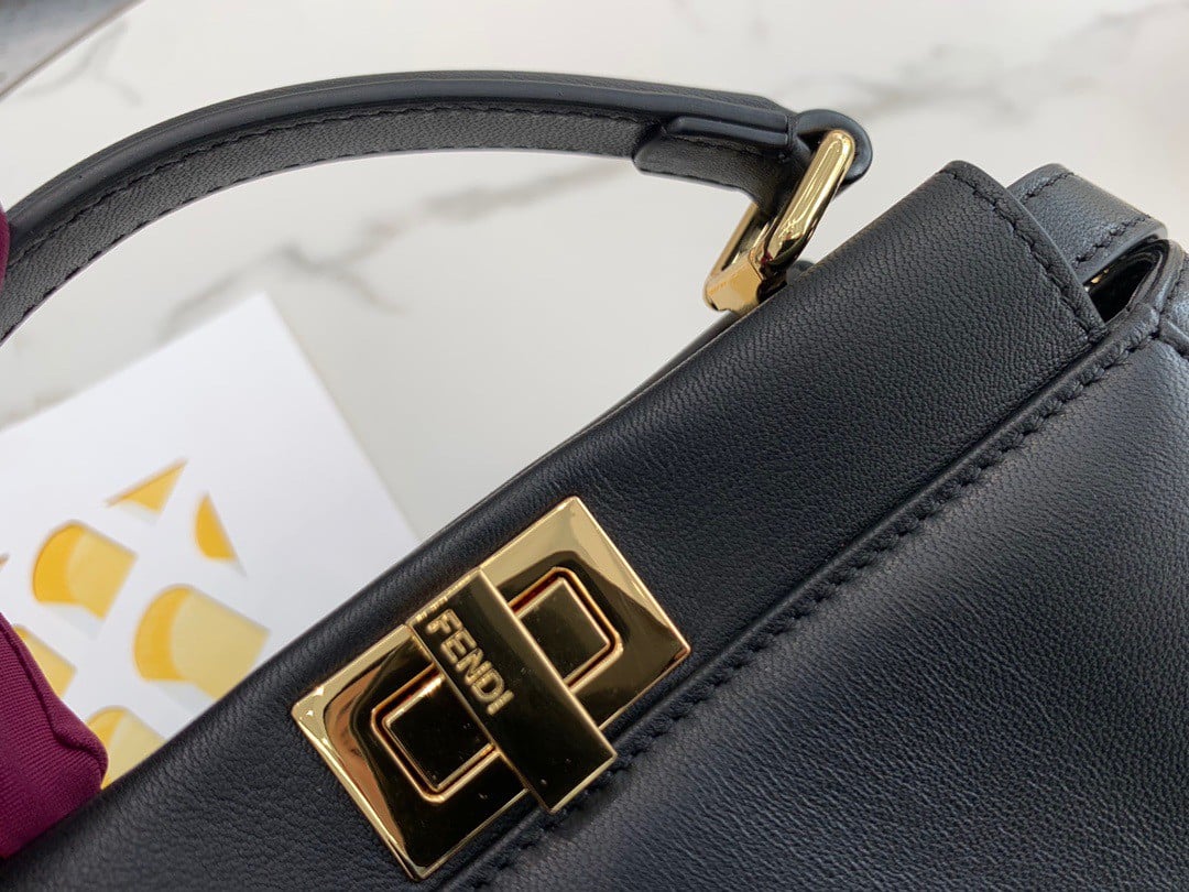 Fendi Peekaboo Mini Bag In Black Nappa Leather