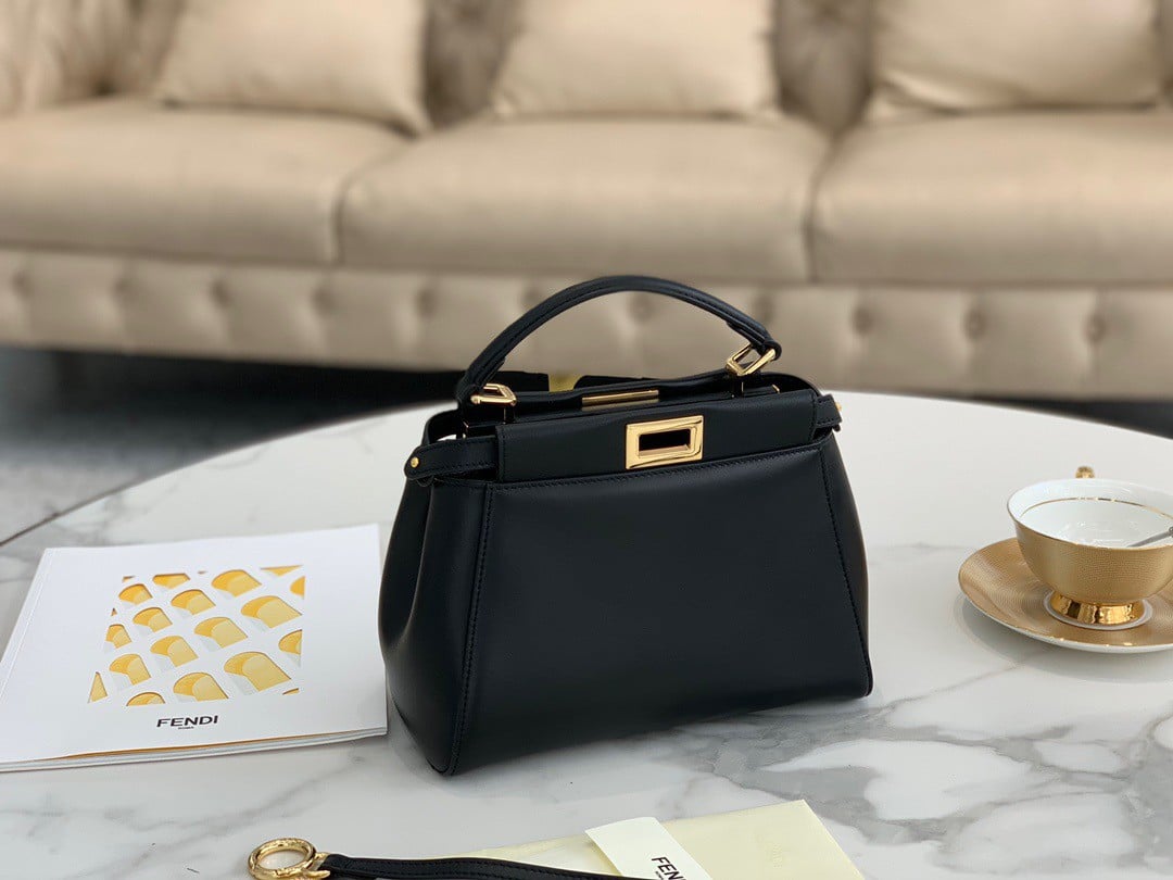 Fendi Peekaboo Mini Bag In Black Nappa Leather