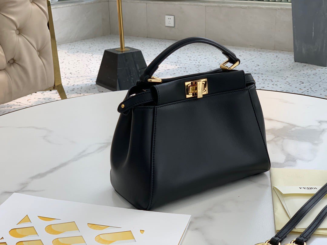 Fendi Peekaboo Mini Bag In Black Nappa Leather