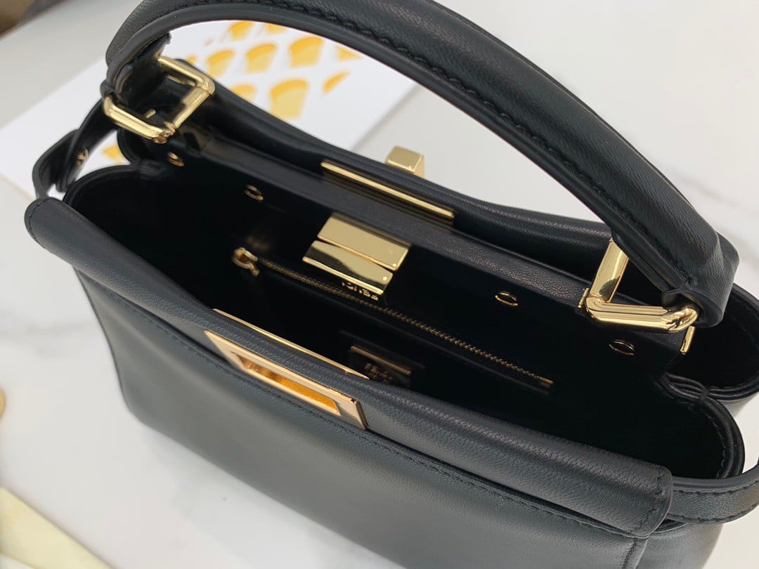 Fendi Peekaboo Mini Bag In Black Nappa Leather