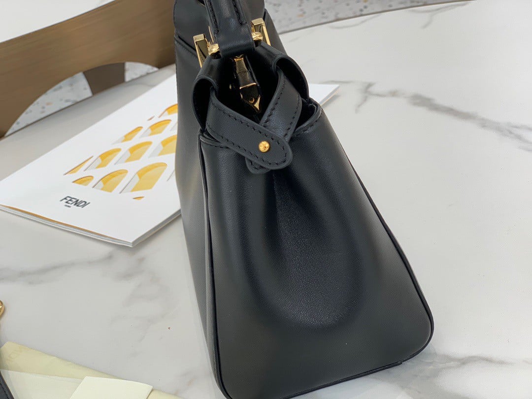 Fendi Peekaboo Mini Bag In Black Nappa Leather