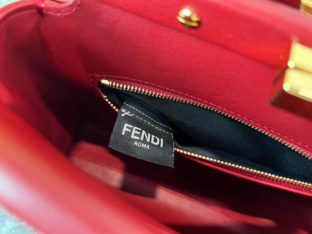 Fendi Peekaboo Mini Bag In Red Nappa Leather