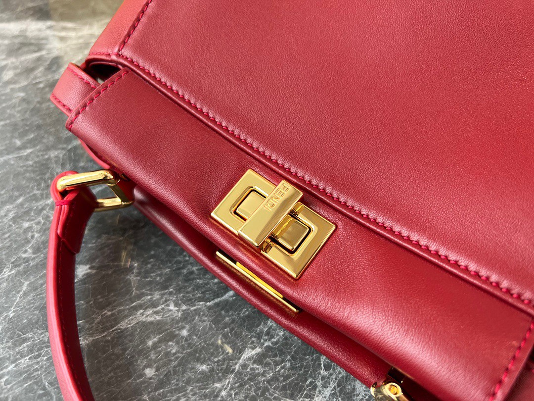 Fendi Peekaboo Mini Bag In Red Nappa Leather