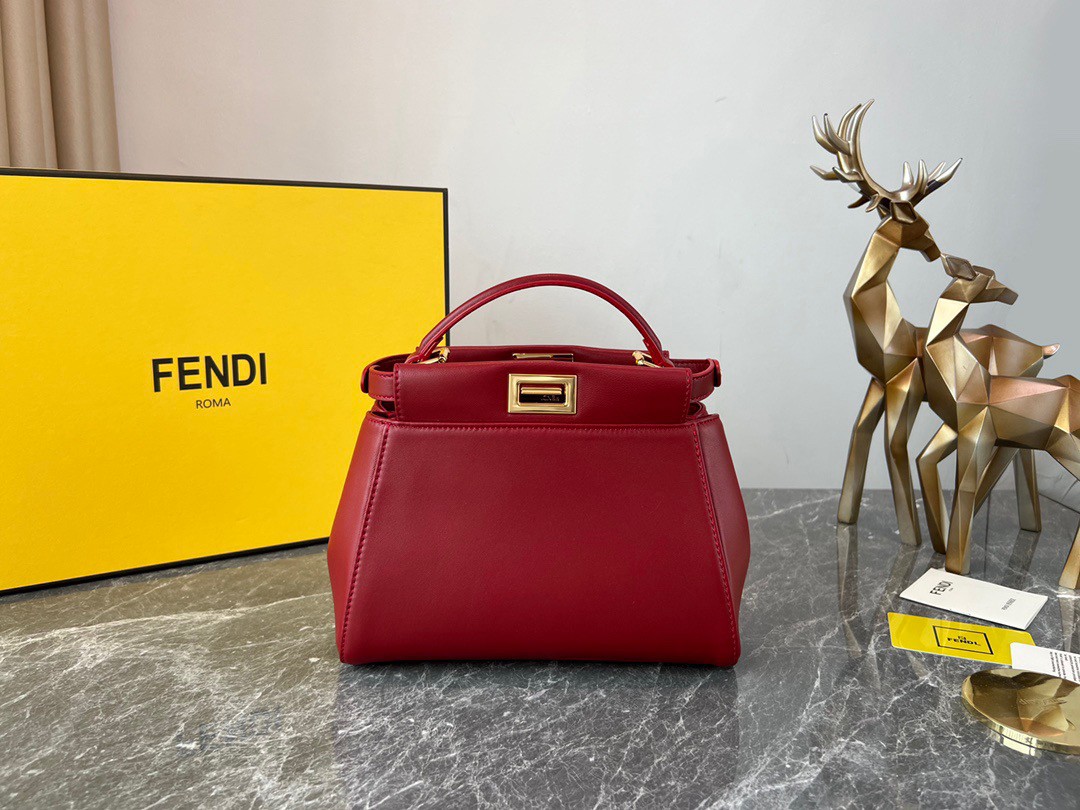 Fendi Peekaboo Mini Bag In Red Nappa Leather