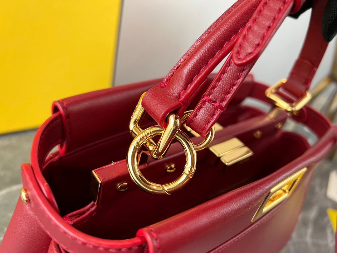 Fendi Peekaboo Mini Bag In Red Nappa Leather