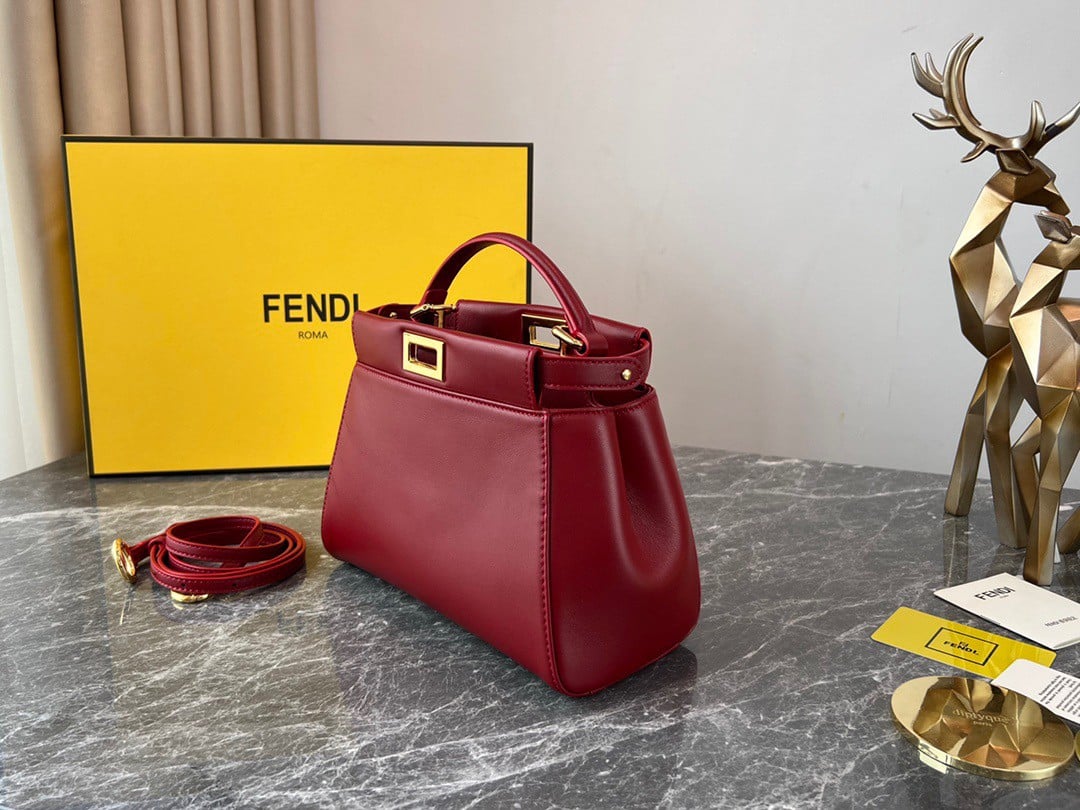 Fendi Peekaboo Mini Bag In Red Nappa Leather